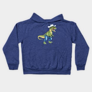 Texan Cowboy Dinosaur Wearing Denim Jeans Kids Hoodie